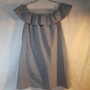 Off-the-shoulder gingham dress